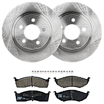 4-Piece Kit Front Brake Disc and Pad Kit, Plain Surface, 5 Lugs, Ceramic, For Models Without Performance Package,  Includes (2) Brake Disc and (1) Brake Pad Set