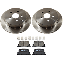 4-Piece Kit Rear Brake Disc and Pad Kit, Plain Surface, 5 Lugs, Ceramic, 2.4L 4Cyl,  Includes (2) Brake Disc and (1) Brake Pad Set
