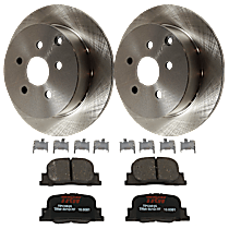 4-Piece Kit Rear Brake Disc and Pad Kit, Plain Surface, 5 Lugs, Ceramic, 2.4L 4Cyl,  Includes (2) Brake Disc and (1) Brake Pad Set