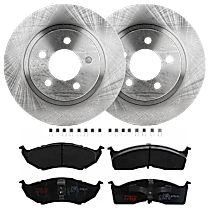4-Piece Kit Front Brake Disc and Pad Kit, Plain Surface, 5 Lugs, Ceramic, For Models Without Performance Package,  Includes (2) Brake Disc and (1) Brake Pad Set