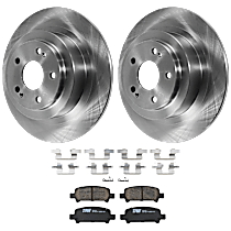 Rear Brake Disc and Pad Kit, Plain Surface, 5 Lugs, Ceramic