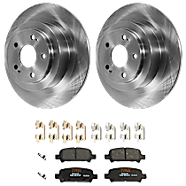 Rear Brake Disc and Pad Kit, Plain Surface, 5 Lugs, Ceramic