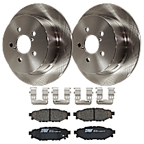 Rear Brake Disc and Pad Kit, Plain Surface 5 Lugs Ceramic