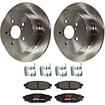 4-Piece Kit Rear Brake Disc and Pad Kit, Plain Surface, 5 Lugs, Ceramic, 2.5L 4Cyl,  Includes (2) Brake Disc and (1) Brake Pad Set