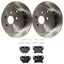 Rear Brake Disc and Pad Kit, Plain Surface, 5 Lugs, Ceramic, For Models With Rear Disc Brake