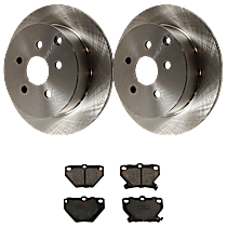 Rear Brake Disc and Pad Kit, Plain Surface, 5 Lugs, Ceramic, For Models With Rear Disc Brake