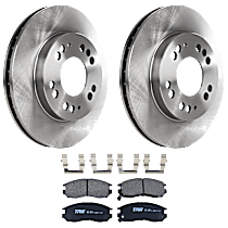Front Brake Disc and Pad Kit, Plain Surface, 5 Lugs, Ceramic, FWD
