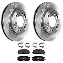 Front Brake Disc and Pad Kit, Plain Surface, 5 Lugs, Ceramic, FWD