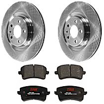 4-Piece Kit Rear Brake Disc and Pad Kit, Plain Surface, 5 Lugs, Semi-metallic, 3.0L 6Cyl,  Includes (2) Brake Disc and (1) Brake Pad Set