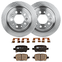 Rear Brake Disc and Pad Kit, Plain Surface, 5 Lugs, Ceramic