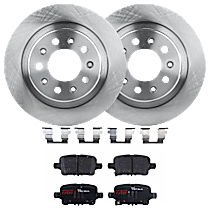 Rear Brake Disc and Pad Kit, Plain Surface, 5 Lugs, Ceramic