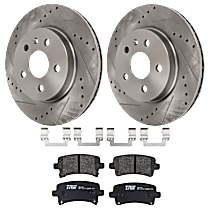 Rear Brake Disc and Pad Kit, Cross-drilled and Slotted, 5 Lugs, Semi-Metallic, 321mm Front Disc, Vented