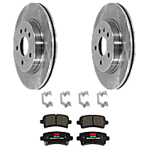 Rear Brake Disc and Pad Kit, Plain Surface 5 Lugs Semi-metallic