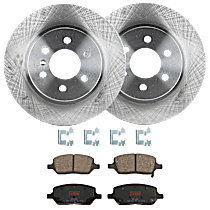 Rear Brake Disc and Pad Kit, Plain Surface 6 Lugs Ceramic