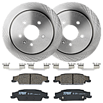 Rear Brake Disc and Pad Kit, Plain Surface, 5 Lugs, Ceramic, 298mm Rear Disc, Base Brakes, For Models Without Brembo Brakes and Performance Brakes