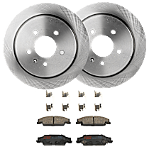 Rear Brake Disc and Pad Kit, Plain Surface, 5 Lugs, Ceramic, 298mm Rear Disc, Base Brakes, For Models Without Brembo Brakes and Performance Brakes