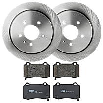 Rear Brake Disc and Pad Kit, Plain Surface, 5 Lugs, Ceramic, 298mm Rear Disc, Base Brakes, For Models With Brembo Brakes