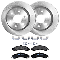 Rear Brake Disc and Pad Kit, Plain Surface, 6 Lugs, Semi-Metallic