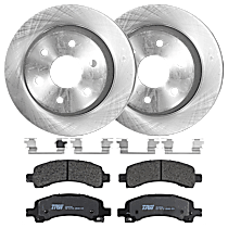 Rear Brake Disc and Pad Kit, Plain Surface, 6 Lugs, Semi-Metallic, RWD