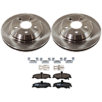 4-Piece Kit Rear Brake Disc and Pad Kit, Plain Surface, 5 Lugs, Ceramic, 5.7L 8Cyl,  Includes (2) Brake Disc and (1) Brake Pad Set