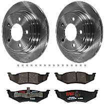 Rear Brake Disc and Pad Kit, Plain Surface, 5 Lugs, Semi-Metallic, For Models Without 16 Inch Steel Wheels