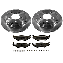 Rear Brake Disc and Pad Kit, Plain Surface, 5 Lugs, Semi-Metallic, For Models Without 16 Inch Steel Wheels