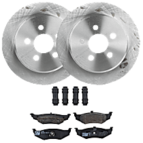 Rear Brake Disc and Pad Kit, Plain Surface, 5 Lugs, Semi-Metallic, For Models With Rear Disc Brake