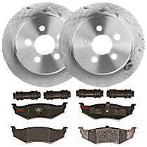 Rear Brake Disc and Pad Kit, Plain Surface, 5 Lugs, Semi-Metallic, For Models With Rear Disc Brake