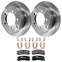 Rear Brake Disc and Pad Kit, Plain Surface 5 Lugs Ceramic
