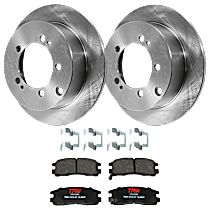 Rear Brake Disc and Pad Kit, Plain Surface 5 Lugs Ceramic