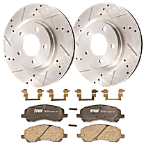 Front Brake Disc and Pad Kit, Cross-drilled and Slotted, 5 Lugs, Ceramic, 295mm Front Disc, Code Brf,Brg