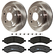 Front Brake Disc and Pad Kit, Plain Surface, 5 Lugs, Semi-Metallic