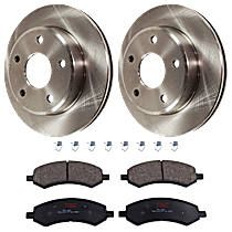 Front Brake Disc and Pad Kit, Plain Surface, 5 Lugs, Semi-Metallic