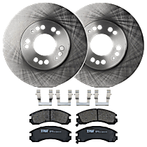 Front Brake Disc and Pad Kit, Plain Surface, 5 Lugs, Semi-Metallic, AWD, All Wheel Drive