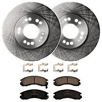 Front Brake Disc and Pad Kit, Plain Surface, 5 Lugs, Semi-Metallic, AWD, All Wheel Drive