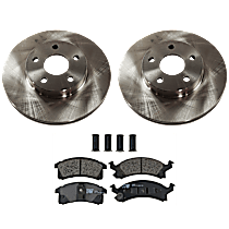 4-Piece Kit Front Brake Disc and Pad Kit, Plain Surface, 5 Lugs, Semi-Metallic, S, 2.4L 4Cyl,  Includes (2) Brake Disc and (1) Brake Pad Set