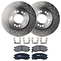 Front Brake Disc and Pad Kit, Plain Surface 5 Lugs Ceramic AWD
