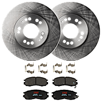Front Brake Disc and Pad Kit, Plain Surface, 5 Lugs, Ceramic, AWD, All Wheel Drive