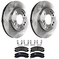Front Brake Disc and Pad Kit, Plain Surface, 5 Lugs, Semi-Metallic, FWD
