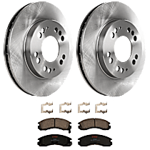 Front Brake Disc and Pad Kit, Plain Surface, 5 Lugs, Semi-Metallic, FWD
