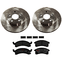 4-Piece Kit Front Brake Disc and Pad Kit, Plain Surface, 5 Lugs, Semi-Metallic, S, 2.4L 4Cyl,  Includes (2) Brake Disc and (1) Brake Pad Set