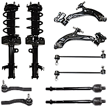 10-Piece Kit Suspension Kit,  Includes (2) Control Arm, (2) Loaded Strut, (2) Sway Bar Link, and (4) Tie Rod End