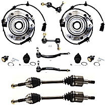 12-Piece Kit Front, Driver and Passenger Side Wheel Hub with Axle Assembly, Ball Joints, Sway Bar Links, Tie Rod Ends, and  Wheel Hubs