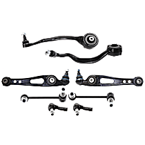8-Piece Kit Front, Driver and Passenger Side, Lower, Frontward and Rearward Control Arms, Includes (4) Control Arm, (2) Sway Bar Link, and (2) Tie Rod End