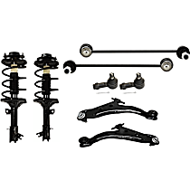 8-Piece Kit Front, Driver and Passenger Side Fully Loaded Strut, FWD, Front Wheel Drive,  Includes (2) Control Arm, (2) Loaded Strut, (2) Sway Bar Link, and (2) Tie Rod End