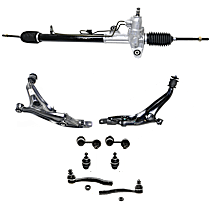 9-Piece Kit Steering Rack, With Hydraulic, Adjustable Camber, Power,  Includes (2) Ball Joint, (2) Control Arm, (1) Steering Rack, (2) Sway Bar Link, and (2) Tie Rod End