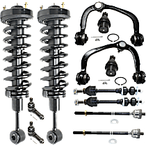12-Piece Kit Front, Driver and Passenger Side, Inner and Outer, Upper and Lower Suspension Kit, Includes (2) Ball Joint, (2) Control Arm, (2) Loaded Strut, (2) Sway Bar Link, and (4) Tie Rod End