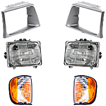 6-Piece Kit Halogen Headlight, With bulb(s), For Models With Short Bed, OE Replacement Includes (2) Corner Light, (2) Headlight, and (2) Headlight Door