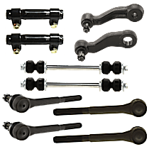 10-Piece Kit Idler Arm, without Bracket, Tapered Stud Increases Stud To Bearing Contact Area By 35 Percent  Includes (1) Idler Arm, (1) Pitman Arm, (2) Sway Bar Link, (2) Tie Rod Adjusting Sleeve, and (4) Tie Rod End