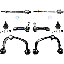 8-Piece Kit Front, Driver and Passenger Side, Inner and Outer, Upper and Lower Control Arm, includes (4) Tie Rod End, (2) Ball Joint, and (2) Control Arm
